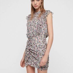 All Saints Hali Floral Print Minidress Violet